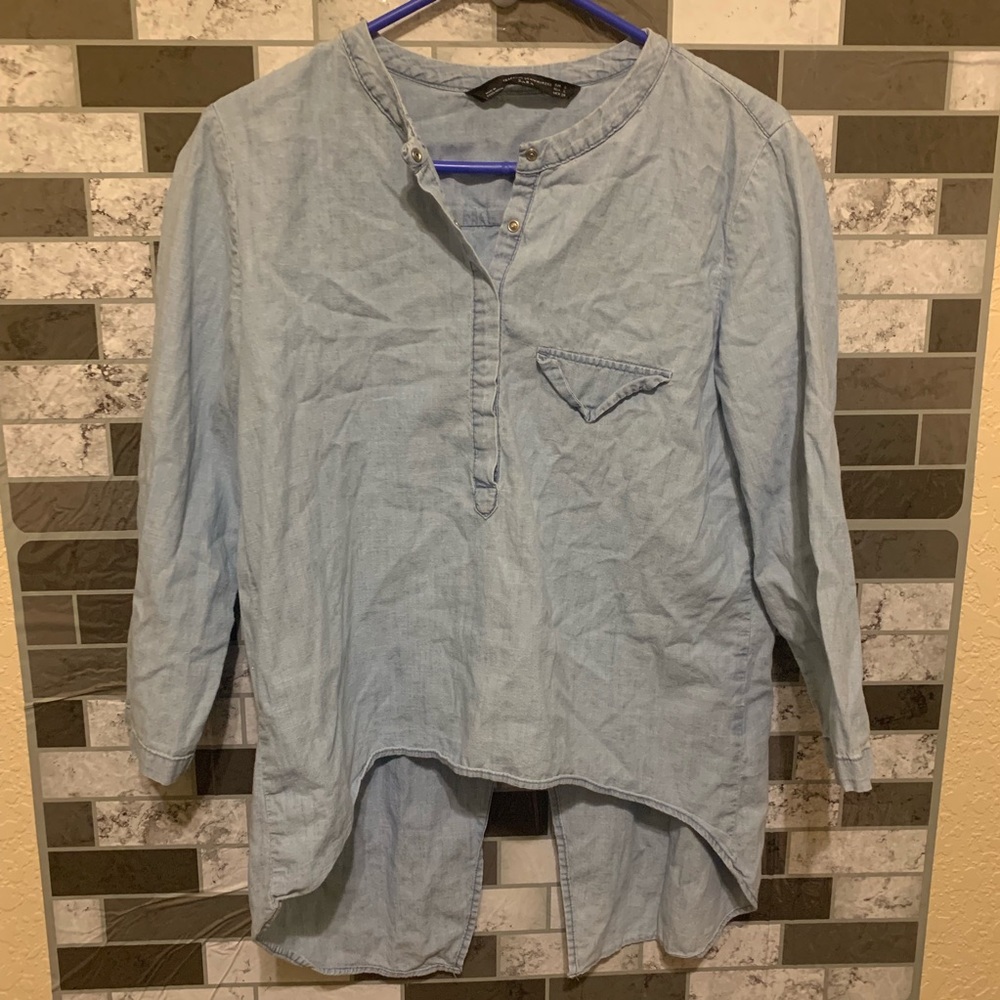 ZARA BLUE JEAN TOP